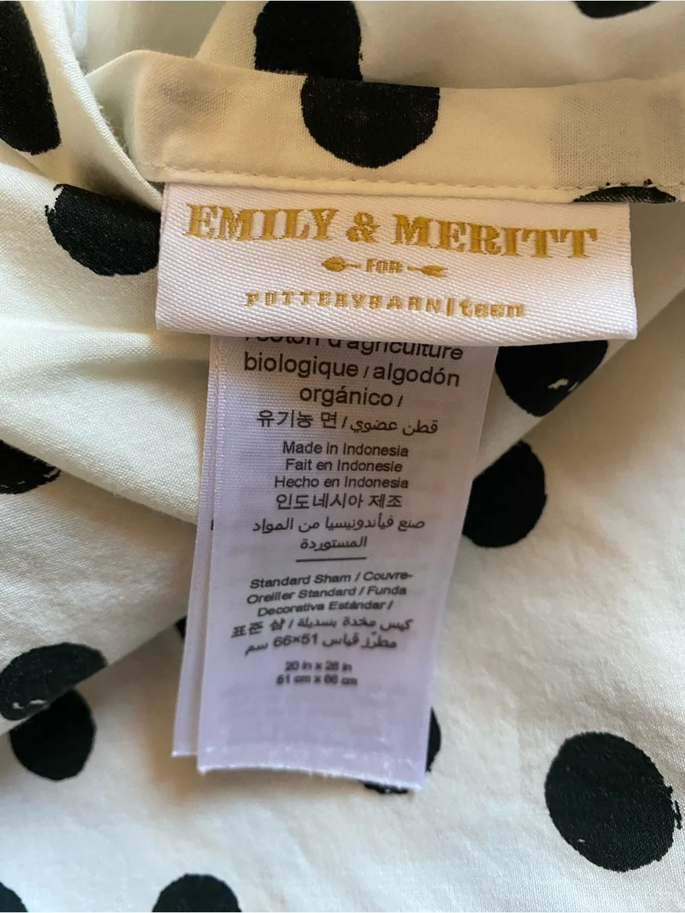 Pottery Barn Emily Meritt Striped Black- White pillow sham